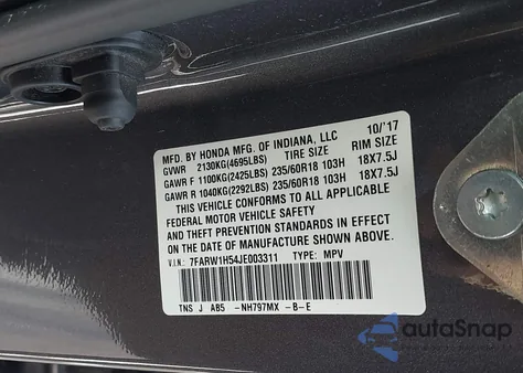 2018 Honda Cr-V Ex z USA, uszkodzony, nr VIN 7FARW1H54JE003311